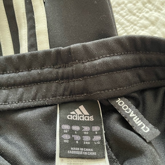 Black with Adidas White 3 Stripes Training Pants Climacool. of Size Large - Picture 3 of 3